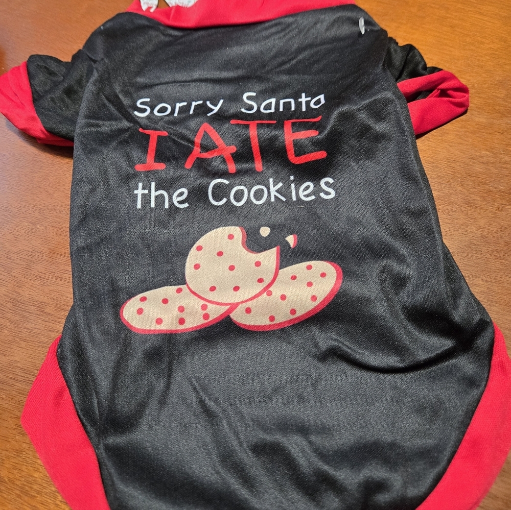 Black and Red Dog Shirt with  Cute  Santa Print